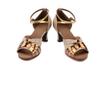 Gengzee Women's Modern Latin Dance Shoes, Adult High Heel Strap Ballroom Dance Shoes with Suede Sole, Gold, Size 24.5cm