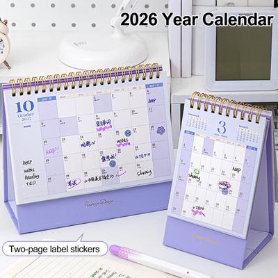 Mini Desk Calendar 2026 Jan.2026 - Dec.2026 12 Months Planner Twin-Wire Binding Standing Flip