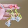 Acrylic Glass Flower Fringed Earrings Mori Small Fresh Stud Earrings Fashionable Versatile Early Spring Earrings