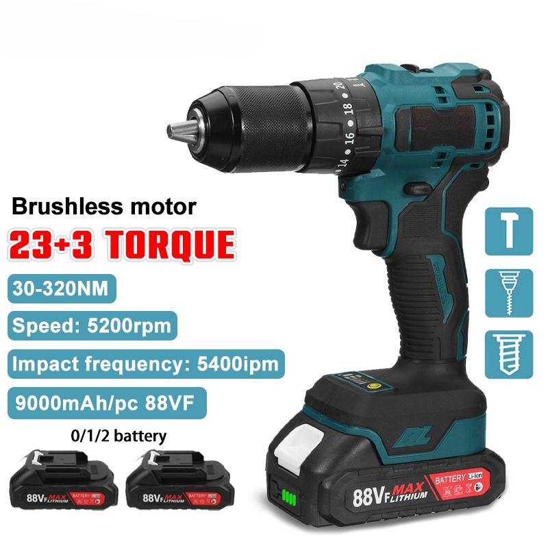 3 IN 1 Mini Electric Screwdriver Brushless Cordless Impact Drill 25+3 Torque Wireless Power Driver With 1/2pcs Li-Ion Battery