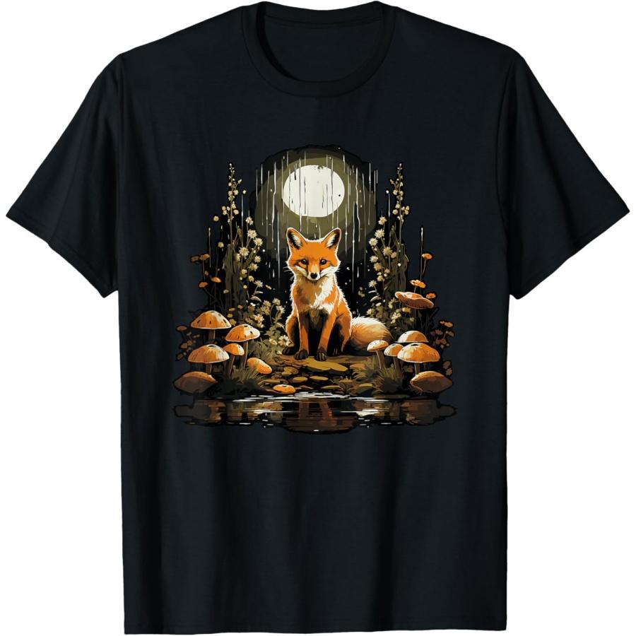 Cottagecore Fox Aesthetic Mushroom Outfit for Women T-Shirt XXXXXL чёрный