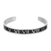 Bracciale a manetta unisex in acciaio al titanio con numeri romani e finitura galvanizzata per moda, regalo per uomo donna