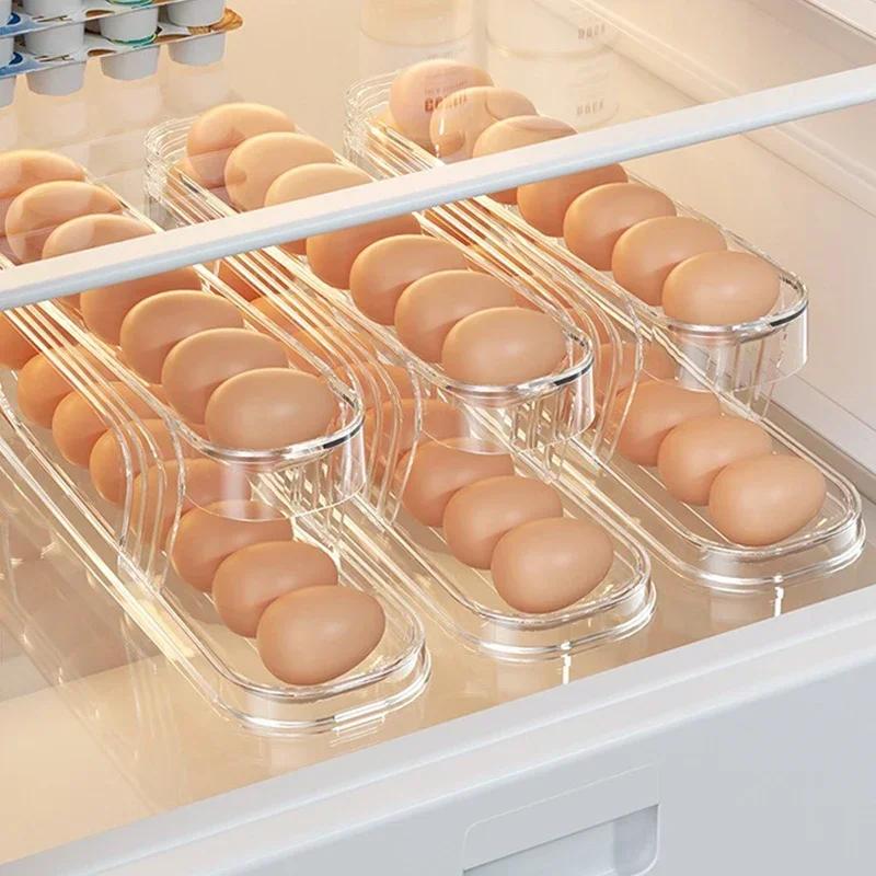 Automatyczna skrzynia do przechowywania jajek w stylu drabiny, skrzynia do przechowywania jajek, lodówka, drzwi boczne, duża pojemność, automatyczna maszyna do zwijania jajek