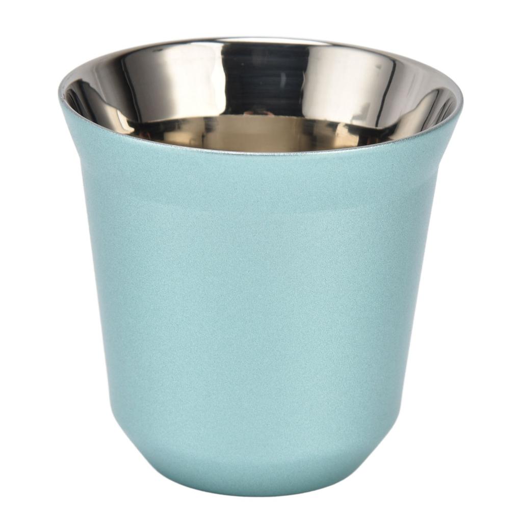 Stainless Steel Coffee Cup Double Layer Heat Insulation Beer Mug Green Water Cup for Kitchen80ml