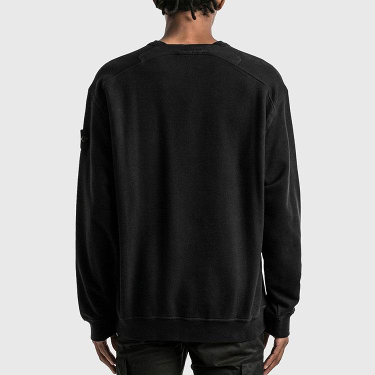 Stone Island FW22 Loose Fit Solid Color Crew Neck Sweatshirt Men sweatshirt Black 771561720-V0029