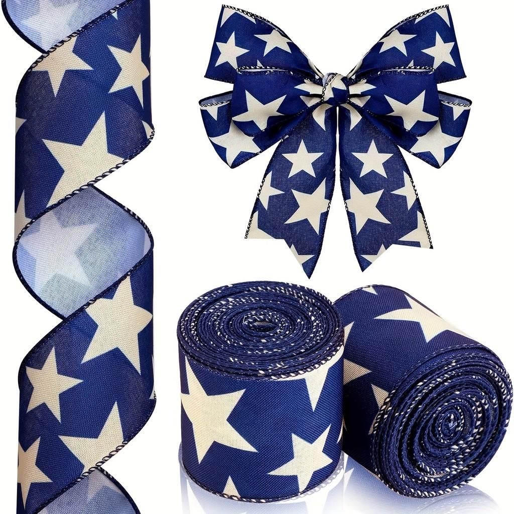 Blue Stunning And White Star Ribbon For Diy Independence Day Projects Decorative