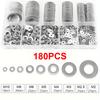 80/180/360/540/720pcs M2 M2.5 M3 M4 M5 M6 M8 M10 Stainless Steel Flat Washer Plain Gaskets Metal Washers Rings for Screw Bolt Assortment Kits