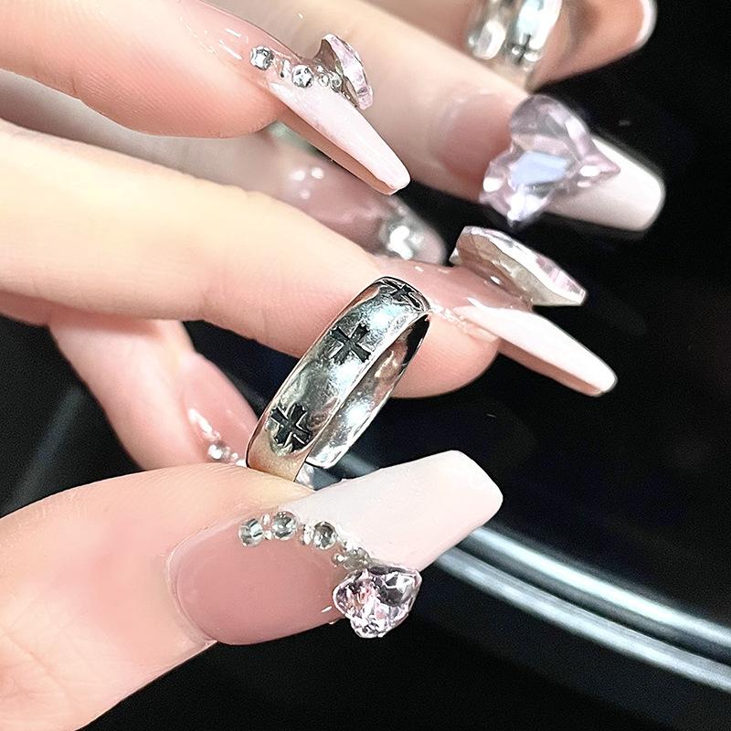 

Dark Retro Cross Open Ring Female Style Niche Design Ring Simple Fashion Personalized Index Finger Ring Adjustable opening