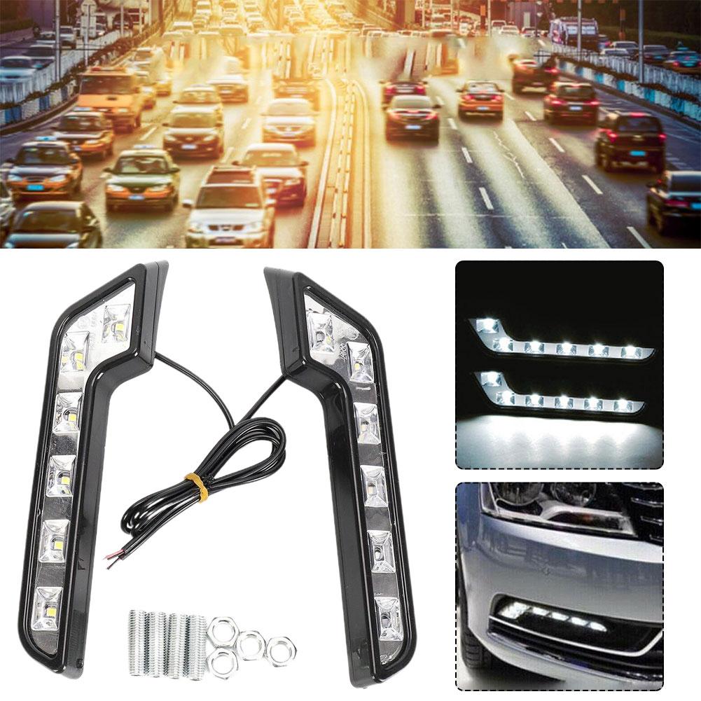 2Pcs Universal LED Car Daytime Running Light 6LED 12V L-shaped DRL White Light 660LM Waterproof Driving Fog Lights Accessory New