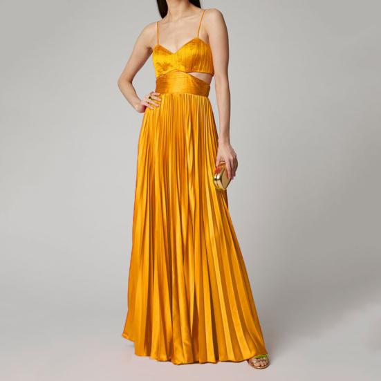 Bandeau Ärmellos Rückenfrei Hohe Taille A-Linie Trägerkleid Taille Ausgeschnitten Stickerei Plissiert Groß