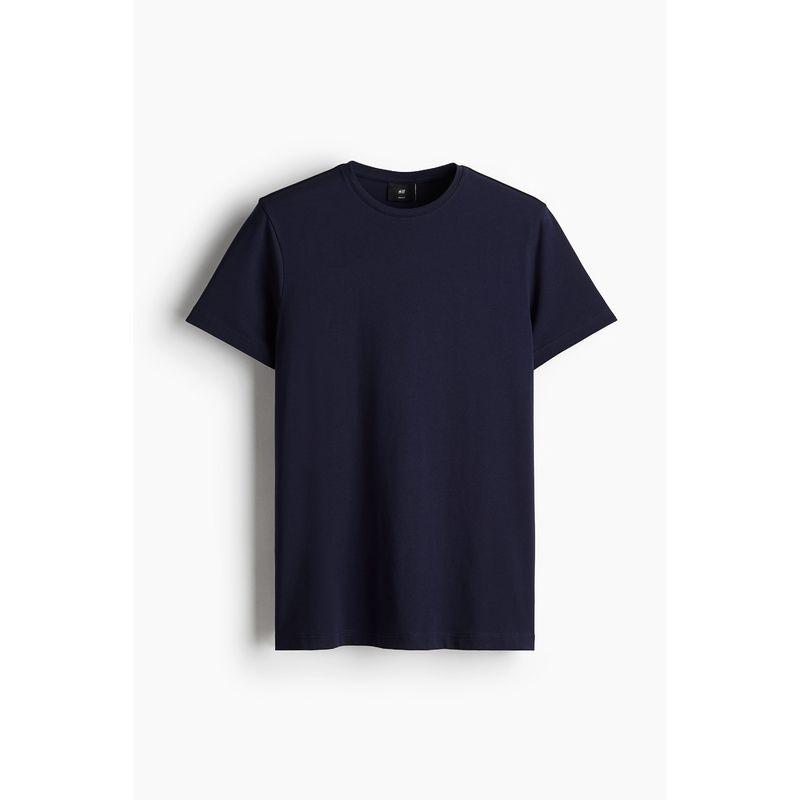 

HM Men s and Women s T-shirt Autumn Leisure Trendy Shoulder round Neck Pullover Short Sleeve Soft Shoulder Tops 0570002 Navy blue 175/100(M)