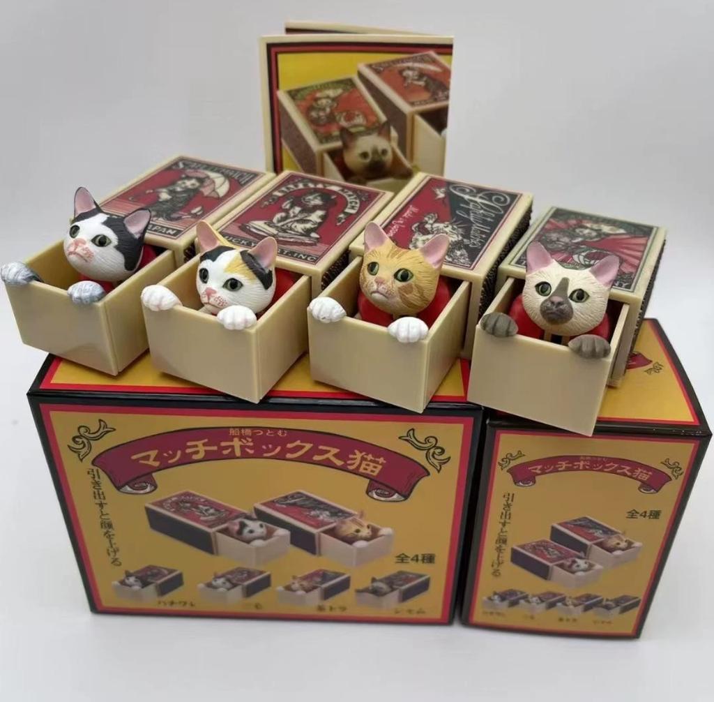 Hide And Seek Safety Match Box Cats Blind Box Cute Pvc Anime Action Figure Creative Toy Desktop Decoration Kids Surprise Gift