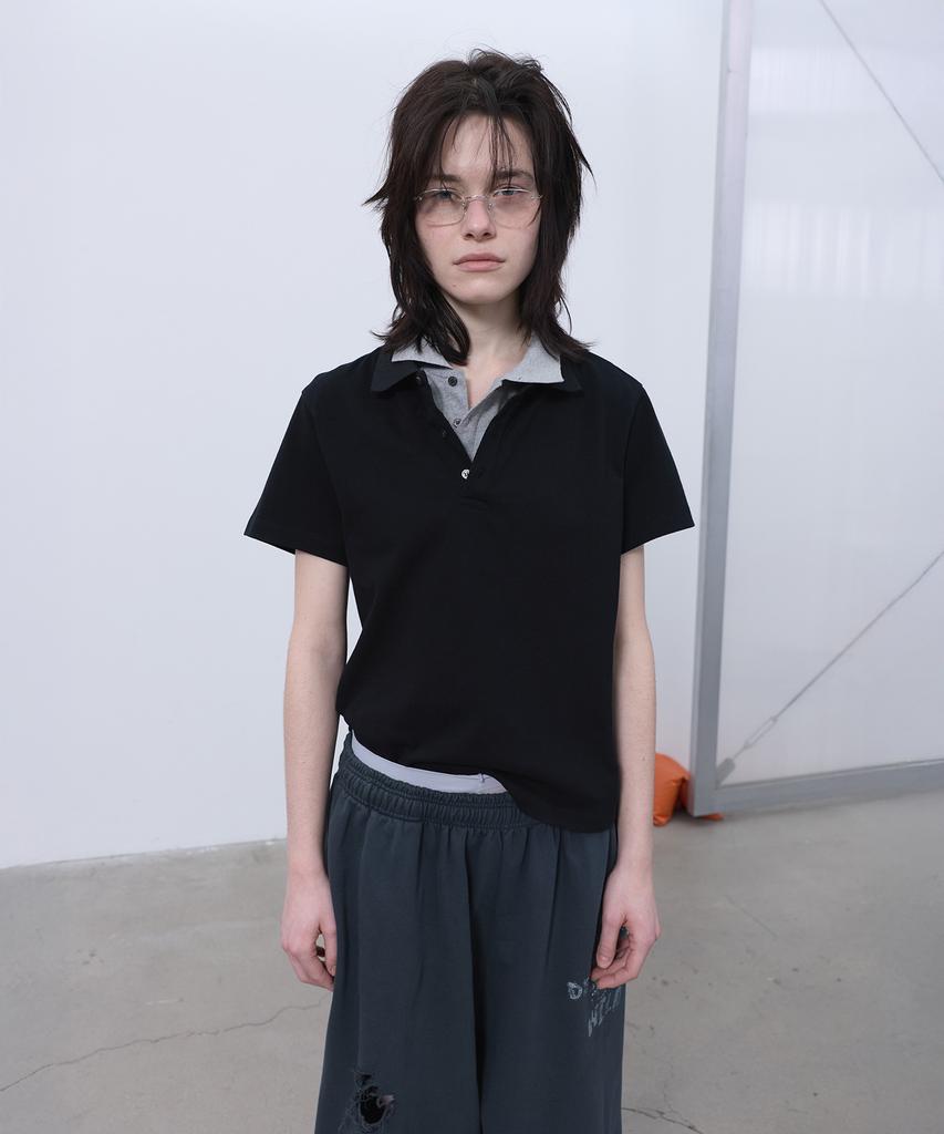 LCDC™ Double-Collar Polo Top (Black)
