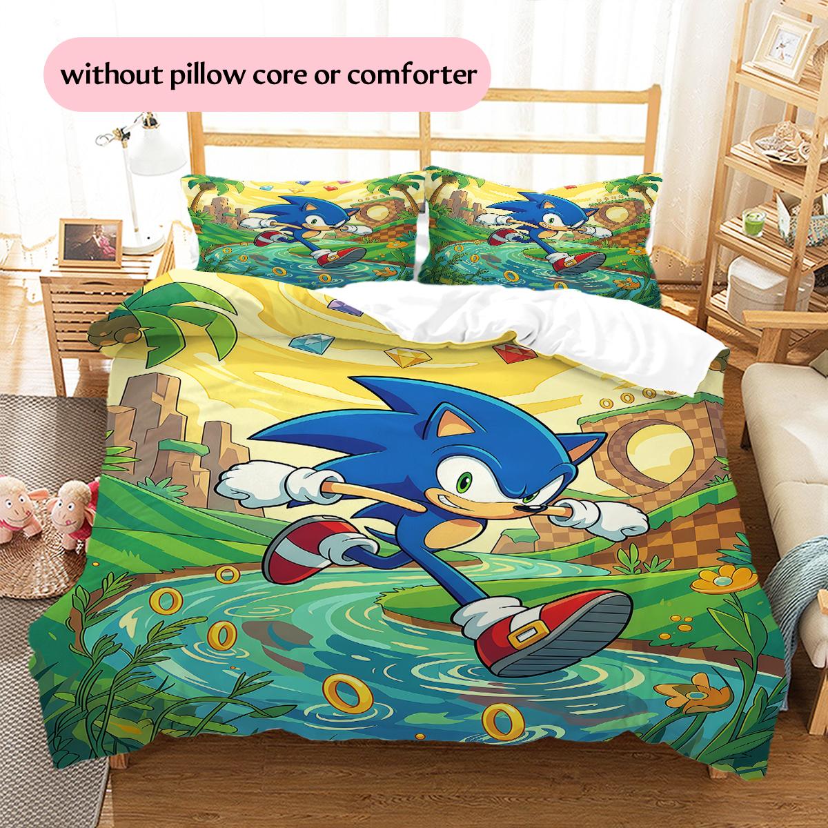 

Sonic Pattern Bedding Quilt Set Home Decoration Gift (1 * duvet cover + 2 * pillowcase without core) 135x200cm