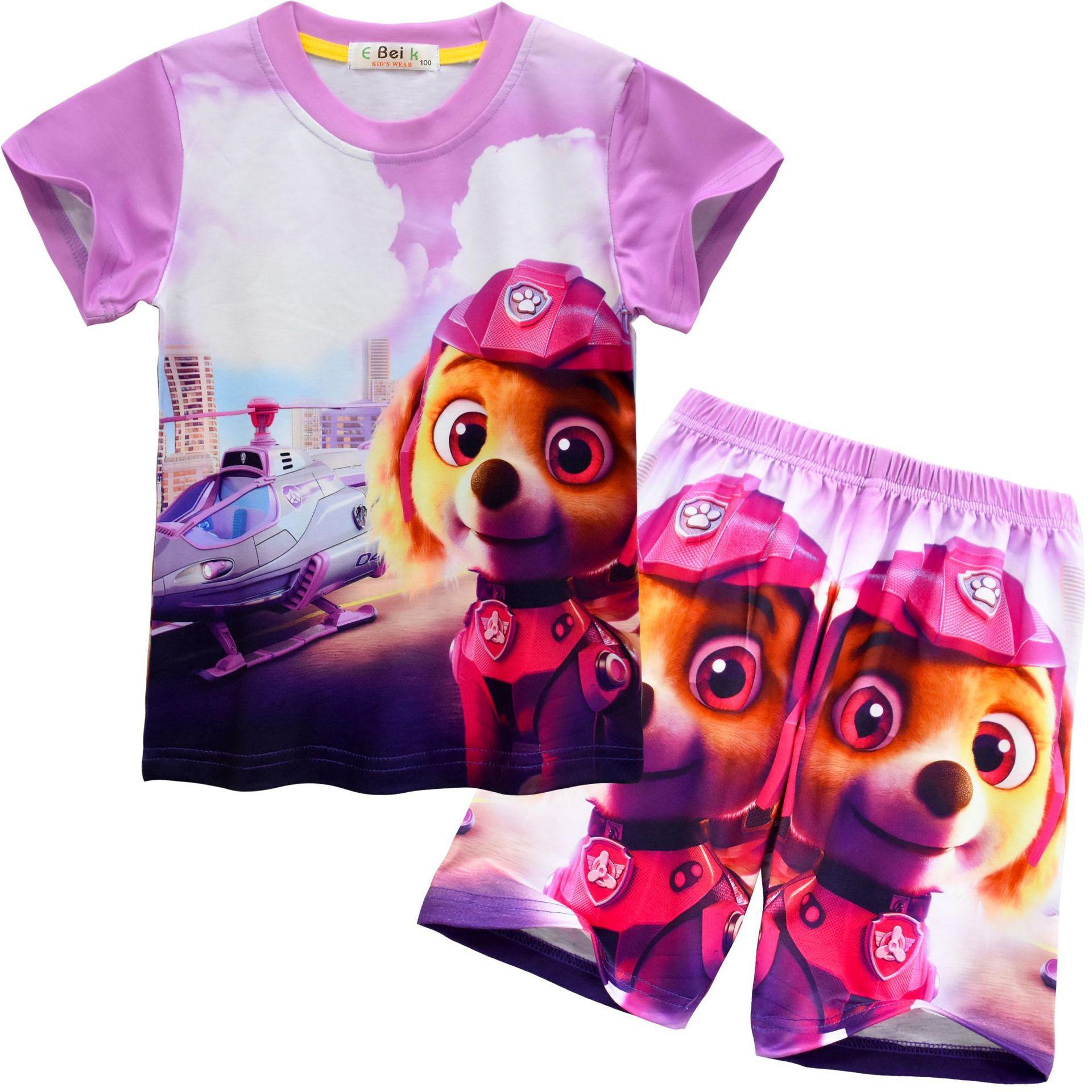 Children S Short-Sleeved, Cartoon Digital Printing Set, Children S Short-Sleeved Loungewear Set 9073 110