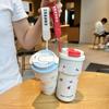 Cute Thermos Bottle For Girls Coffee Cup With Straw Hot and Cold Drink 316 Stainless Steel Vacuum Tumbler Outdoor Car Ice Cup