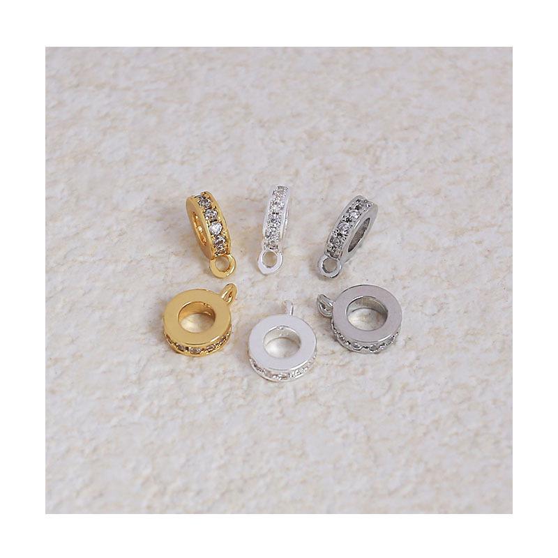 18K Gold-Plated Cubic Zirconia Spacer Beads Pendant and Clasp for DIY Jewelry