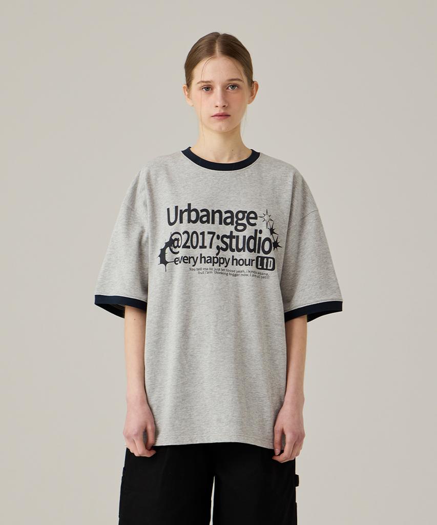 URBANAGE Studio Ringer Oversized Short Sleeve Gray