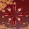 24Pcs Fall Press on Nails Short Square Stick on Nails Golden Maple Leaf Full Cover Artificial Thanksgiving False Nails