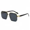 Oversize Retro Double Bridges Polygon Square Metal Men Sunglasses Fashion Gradient  Trending Women Sun Glasses