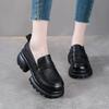 Women's Retro Cowhide Loafers with Thick, Soft Soles - Height-Increasing Leather Shoes for Spring and Autumn