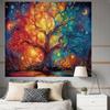 Mystic Tree of Life Tapestry, Boho Colorful Galaxy Moon Print Large Wall Hanging for Bedroom Living Room Aesthetic Decor