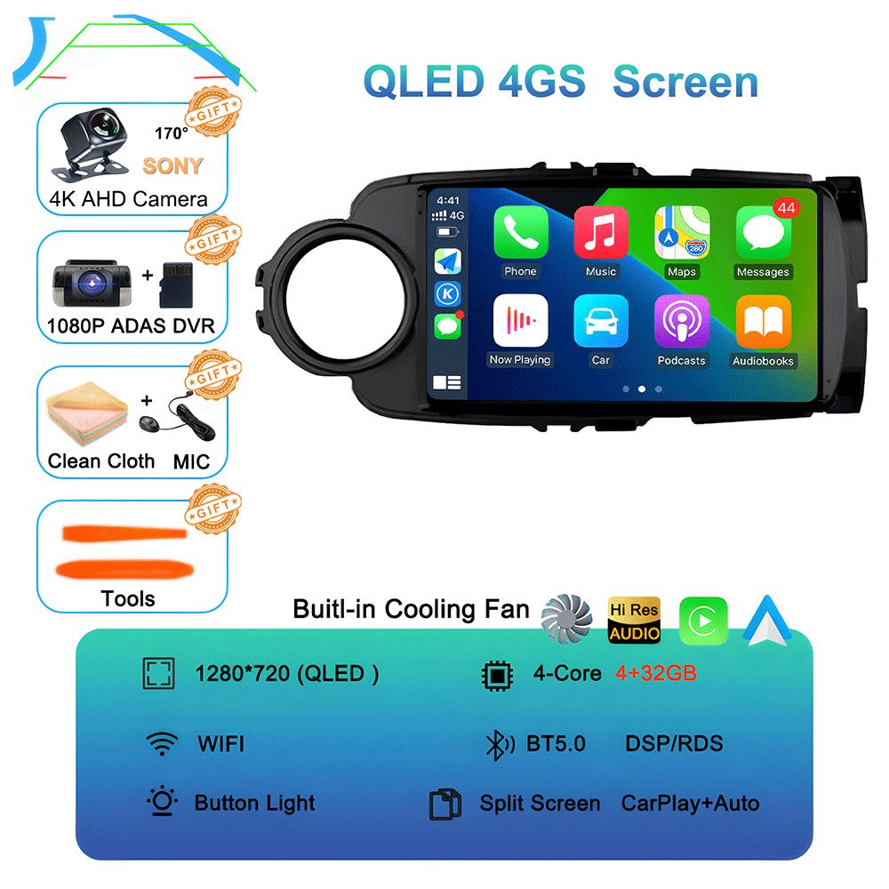 Car Radio For Toyota Yaris LHD RHD 2012-2017 Multimedia Stereo Video Player Android 14 BT DSP Auto Carplay GPS Navigation