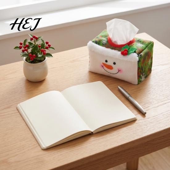Holiday Desktop Organizer Christmas Tissue Box Cover, Santa Face Napkin Dispenser Sleeve, Non-Woven Fabric Seasonal Storage Holder for Home