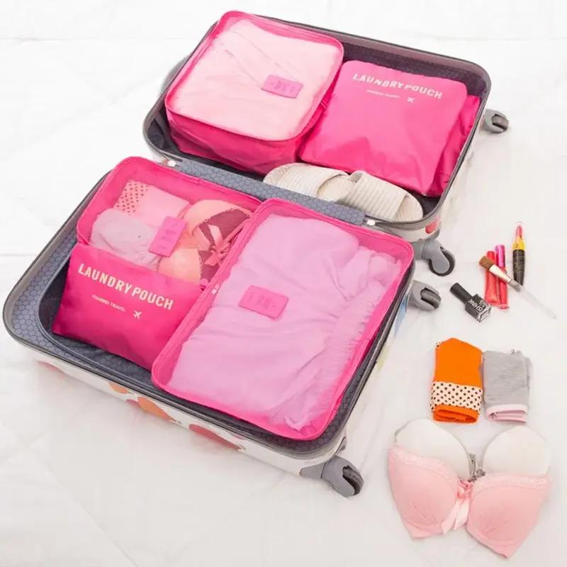 6-teiliges Reise-Aufbewahrungsset für Koffer, Packset, Aufbewahrungskoffer, tragbarer Gepäck-Organizer, faltbarer Organizer für Kleidung und Schuhe