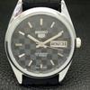 REFURBISHED AUTOMATIC SEIKO 5 MENS WATCH JAPAN MADE BLACK DIAL CUSTOM a440089-2 QV90-a440089
