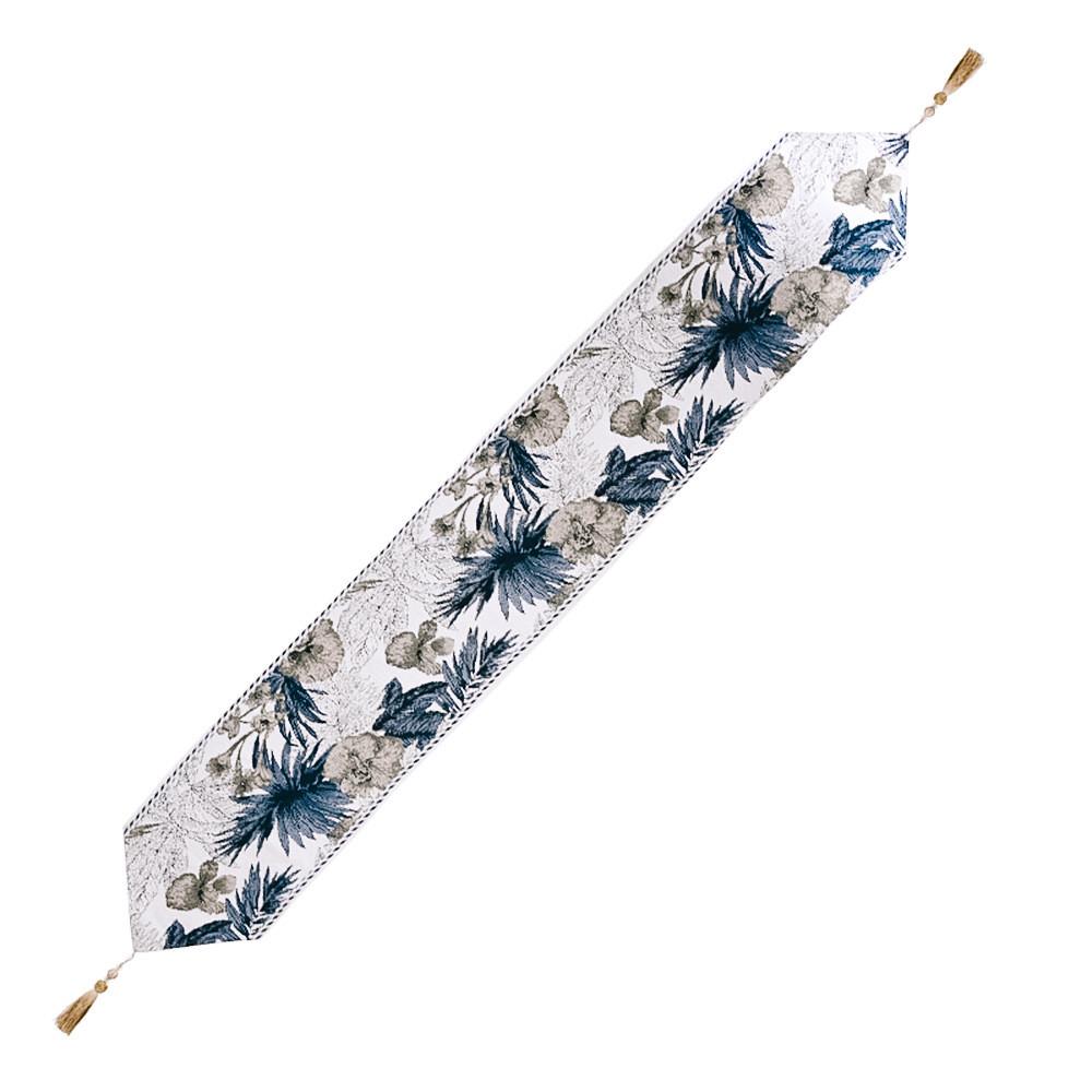 Table Christmas Stylish Decoration Blue Green Floral Table Runner For Home Decor