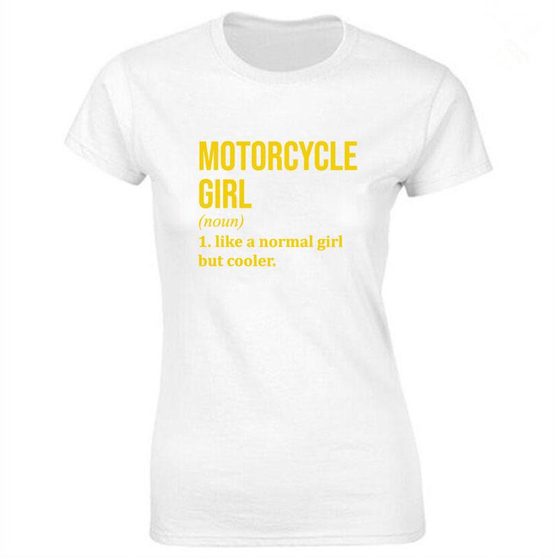 Motorcycle Girl Print Cotton Casual Tshirt Women Funny T Shirt for Lady Streetwear Regular Top Tee