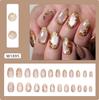 French Style Art Nail Patch 3D Flower Gold Line Fake Nails Reusable Nail Tips For Women Diy Manicure Accessories