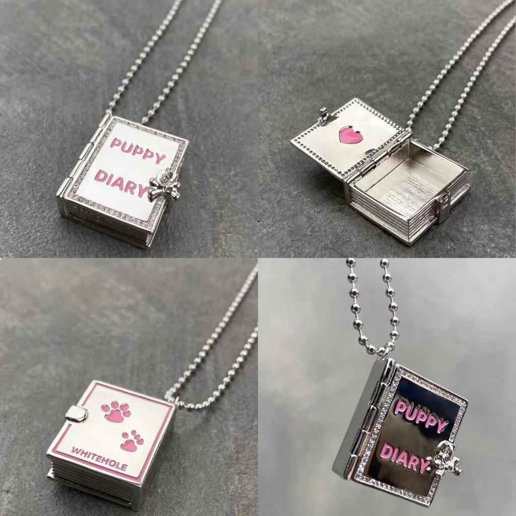 Cute Dog Alloy Pendant Necklace Open Box Design Geometric Decoration Women Men