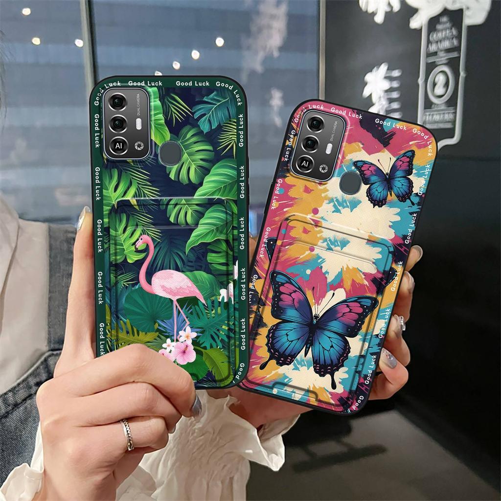 Cute Back Cover Phone Case For ZTE Blade A53 Pro Card Bag Shockproof Silicone Cover Graffiti Fashion Design Anti-dust