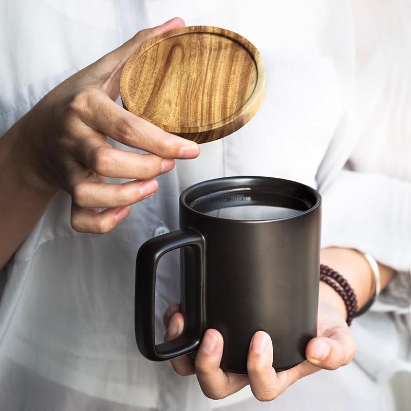 High-value ceramic mug, high-end exquisite with lid ins wind couple water cup gift box set 450ml