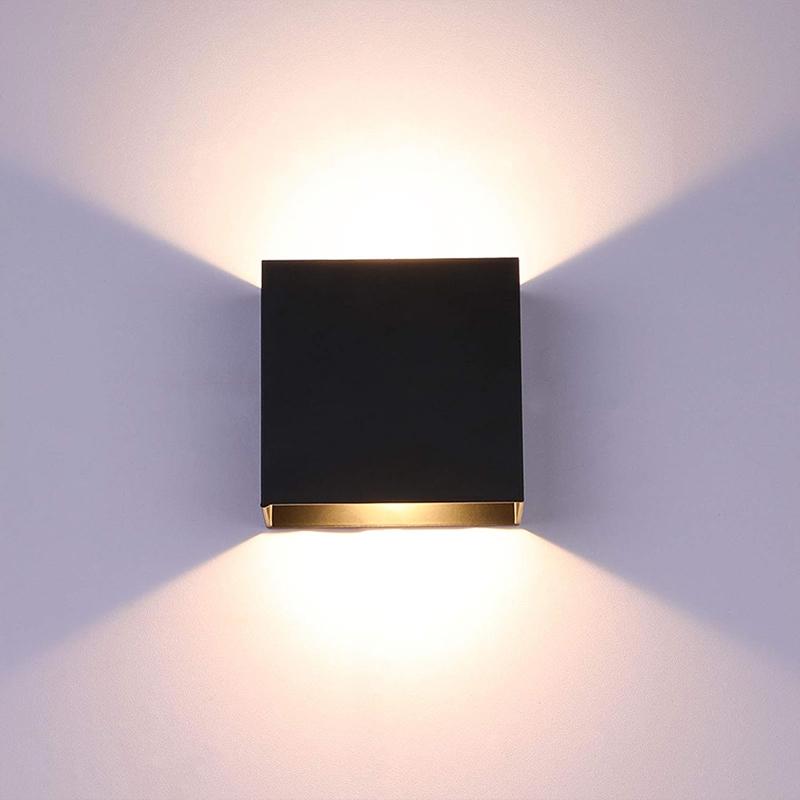 LED Sconce Hardwired Set of 2 Wall Lamp Black Up Down Mini Metal DC85-265V for Indoor Living Room Bedroom Hallway Decor Warm