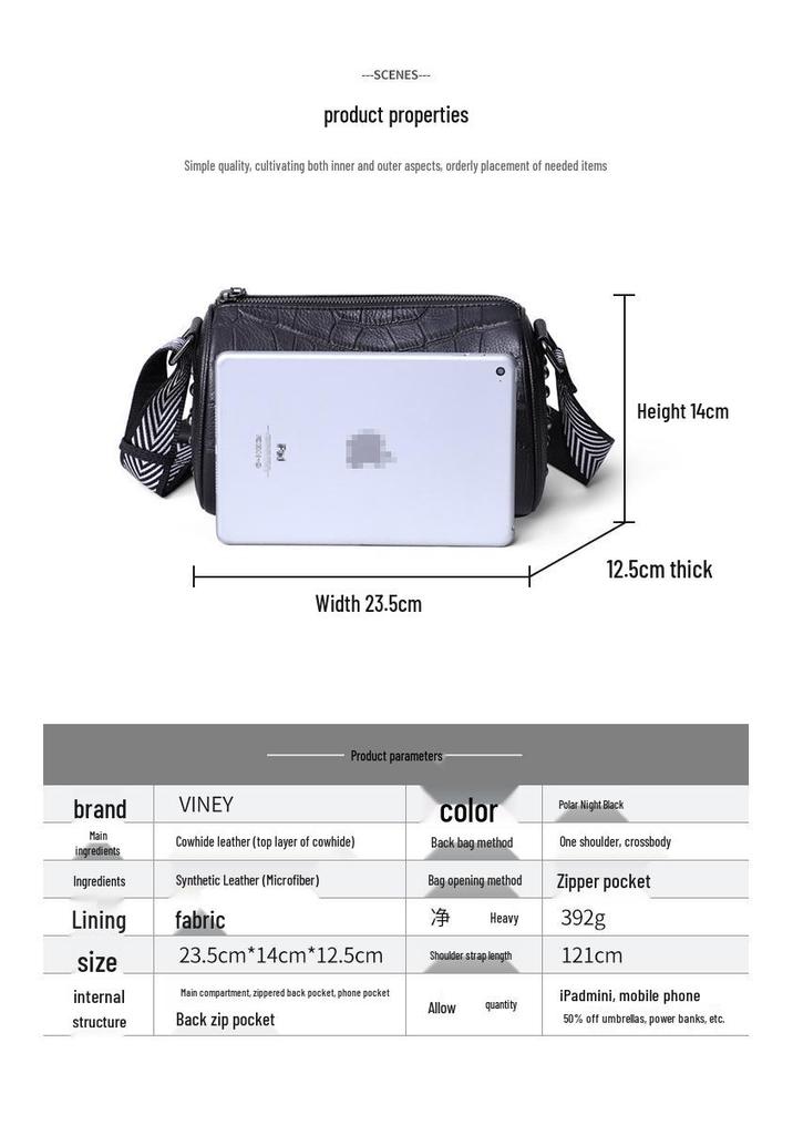 Versatile Women's Genuine Leather Crossbody Bag - Trendy High-End Fashion for Spring and Autumn
