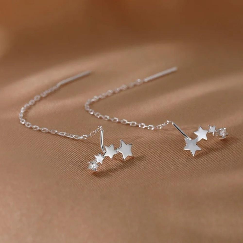 Long Wire Chain Earrings Star Beads Tassel Earrings Elegant Ear Studs  Jewelry Accessories