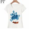 Neues Sommer Damen T-Shirt Blauer Dackel Hund und Ballons Aquarell Kunst T-Shirt Lässige Oberteile Neuheit T-Shirt Süßes Mädchen Kurzarm