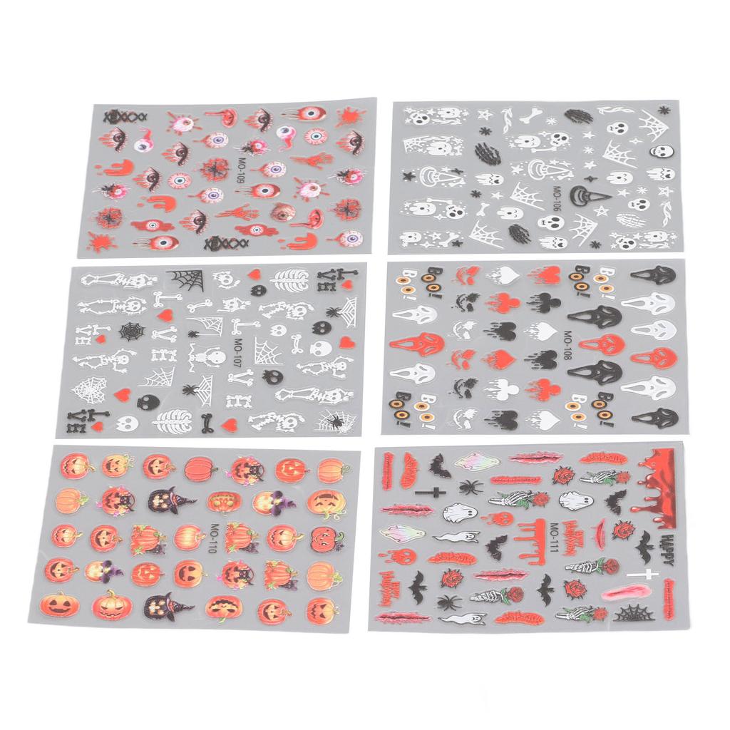 6pcs Nail Art Embossment Sticker 3D DIY Self Adhesive Pumpkin Flower Embossed Nail Sticker for