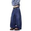 Unisex Mid Rise Wide Leg Cargo Jeans Barrel Denim Pants Vintage Multi Pocket Design Streetwear Loose Floor Length Casual Trousers