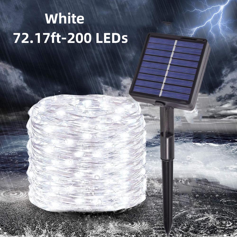 1Pack, 5M/10M/20M/30M LED Solar Outdoor Fairy String Lights With 8 Modes For Wedding, Party, Balcony, Patio, Eave, Tree, Garden, Christmas Decoration