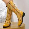 Fashion 2025 New Side Zipper Binding Ethnic Style Comfortable Temperament Women's Boots Middle Tube