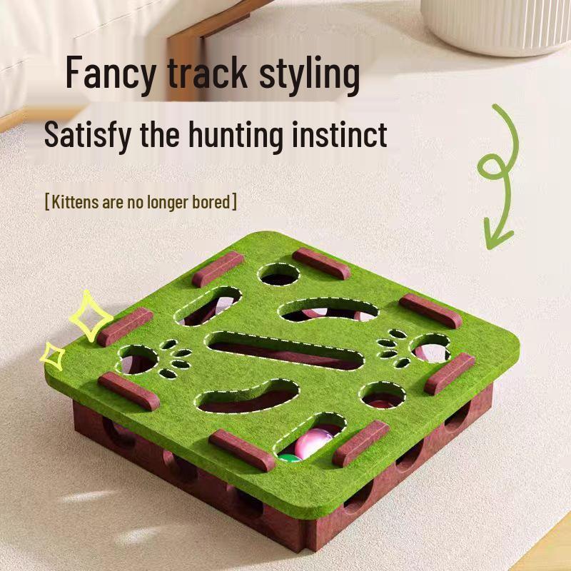 Cat Puzzle Toy - Self-Play Boredom Buster for Kittens with Maze, Digging Holes, and Bell Ball
