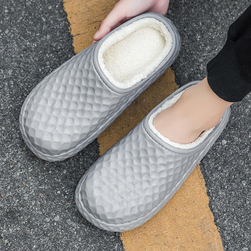 Men Warm Winter Cotton Shoes Women Warm Fur Home Slippers EVA Non-Slip Plush Slippers Indoor Couple Thick Sole Footwear Slides