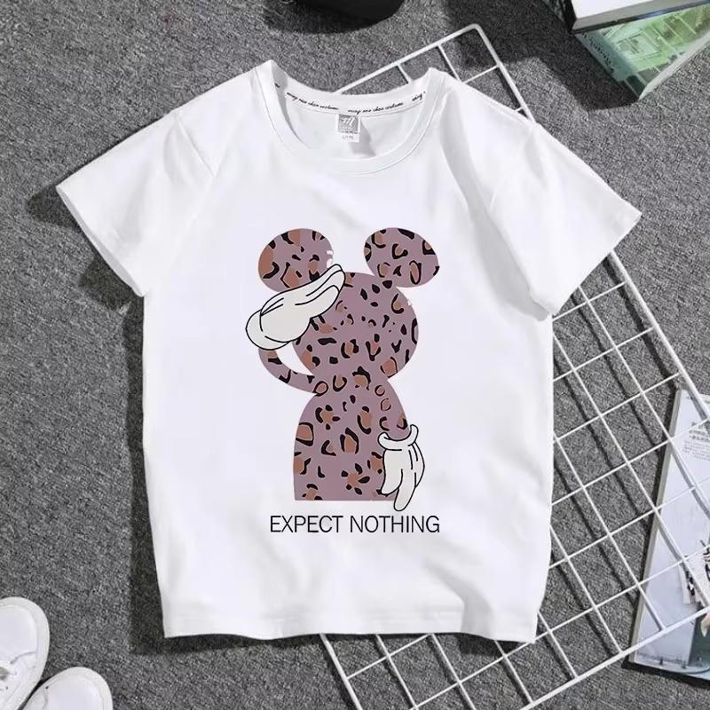 Cartoon Cute Mickey Summer Childrens Cotton Tshirt Y2K Harajuku Casual Tshirt Top Street Fashion Unisex Women Clothing