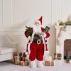 Red Plum Standing Santa Claus with Christmas Tree Sequin Figurine - Holiday Window Display Ornament