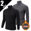 Simple Long-Sleeve Turtleneck Men's Work Long-Sleeve Top 3pcs Set, European and American Fashion Trend T-Shirt