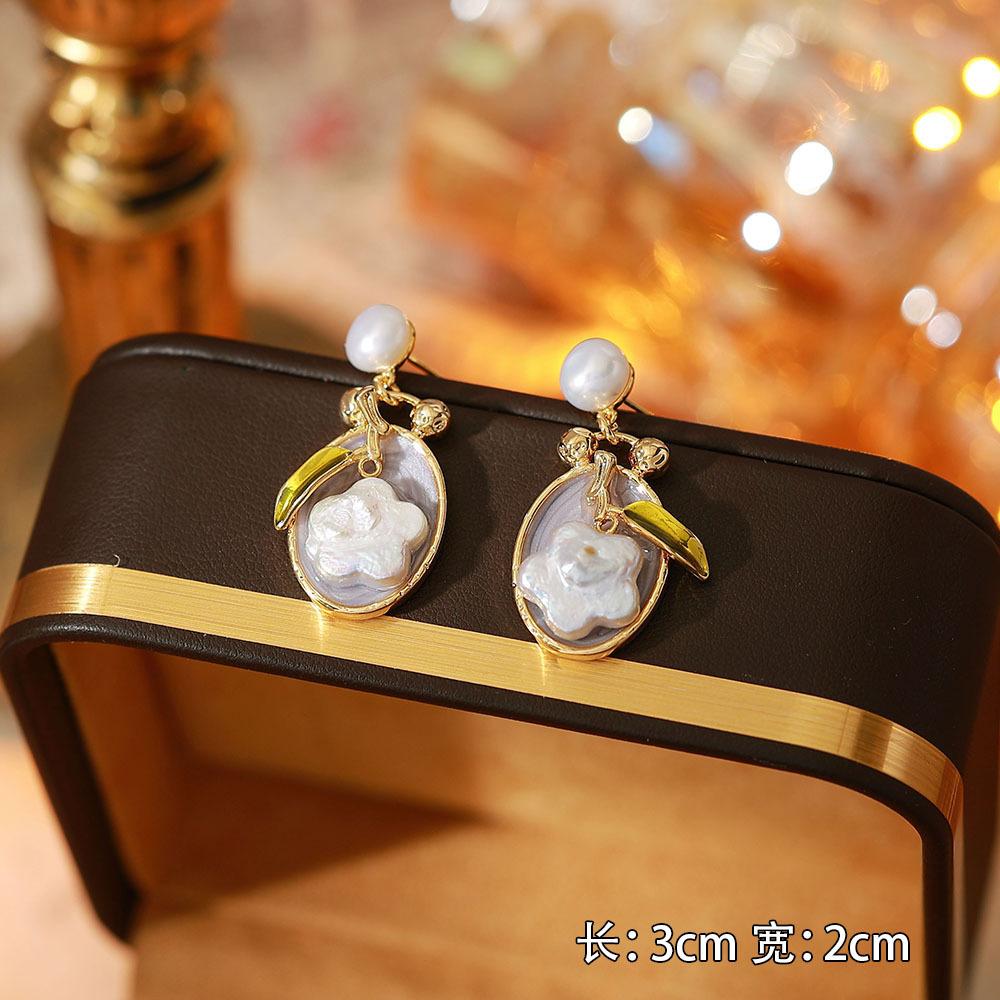 Ainibenni Original Design Enamel Painted Earrings for Women, Monet Garden Oil Painting Style Stud Earrings